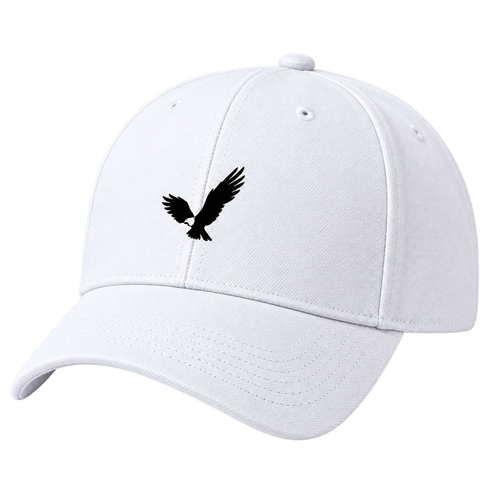 White Smart Money Hat with a small black bird on the front